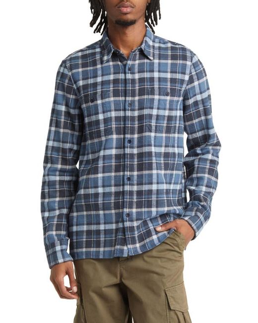 Officine Generale Ahmad Plaid Flannel Button-Up Shirt in Storm Fadeblu at Small
