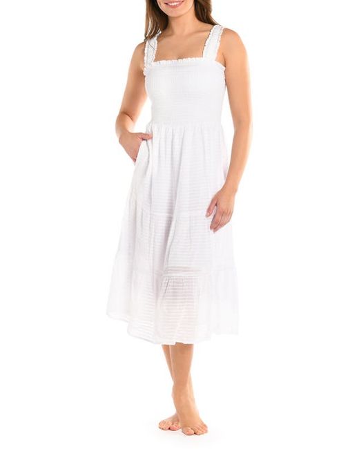 La Blanca Shadow Smocked Bodice Cover-Up Sundress in at Large