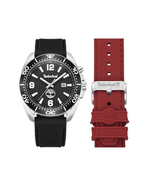 Timberland Water Repellent Watch Silicone Watchbands Gift Set in Black at