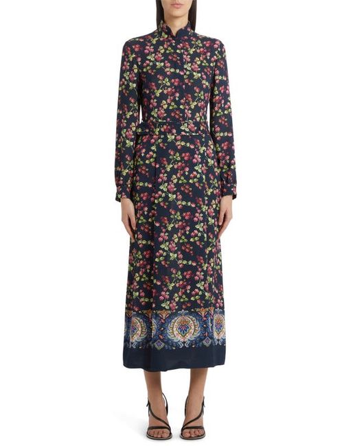Etro Berry Print Long Sleeve Shirtdress in at 0 Us