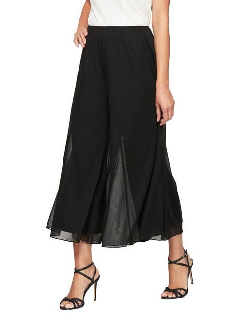 Alex Evenings Wide Leg Crop Mesh Panel Pants in at Small P