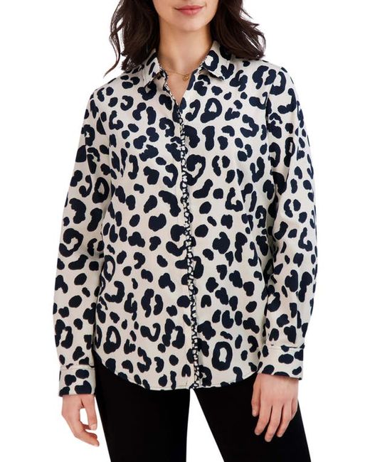 Foxcroft Cheetah Print Shirt in Black/Ivory at 2