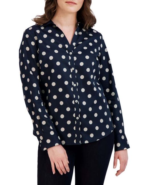 Foxcroft Mary Dot Print Cotton Button-Up Shirt in at 2