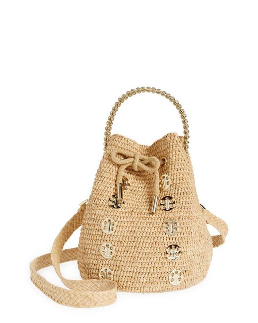 Paco Rabanne Raffia Bucket Bag in Natural/Light Gold at