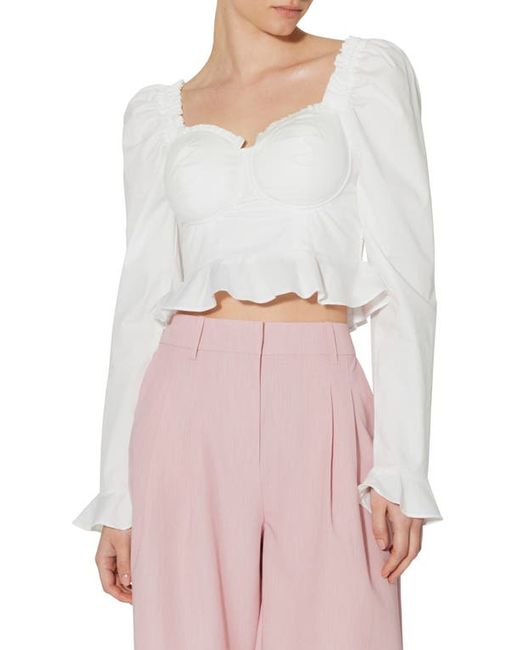 Something New Kara Stretch Cotton Crop Blouse in at X-Small