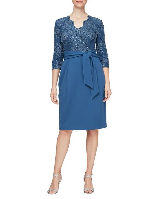 Alex Evenings Sequin Embroidery Cocktail Sheath Dress in at 16