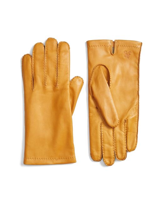Hickey Freeman Classic Contrast Leather Gloves Size Metallic