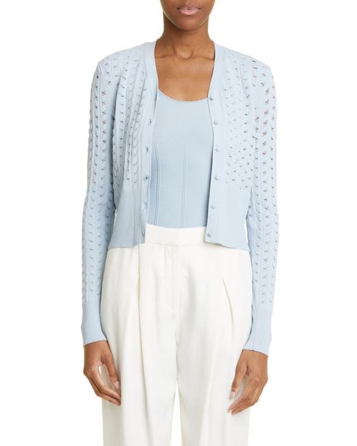 Adam Lippes Pointelle Compact Jacquard Cardigan in at