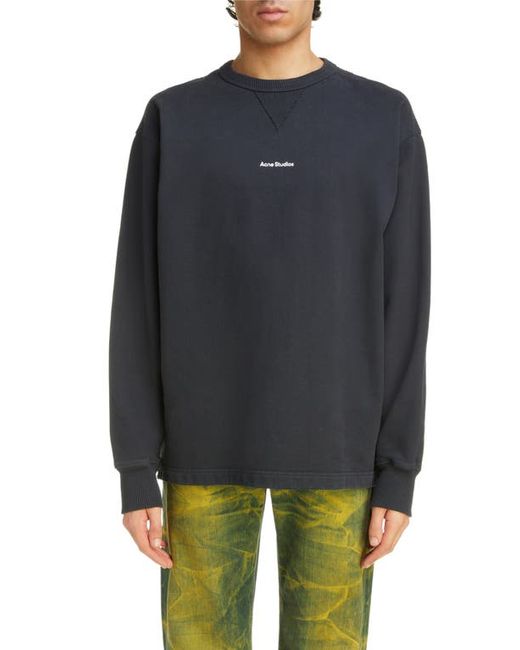 Acne Studios Small Logo Embroidered Organic Cotton Sweatshirt in at Large