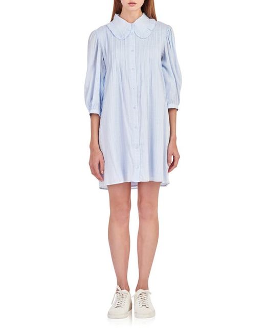 English Factory Ruffle Collar Cotton Blend Shirtdress in at X-Small