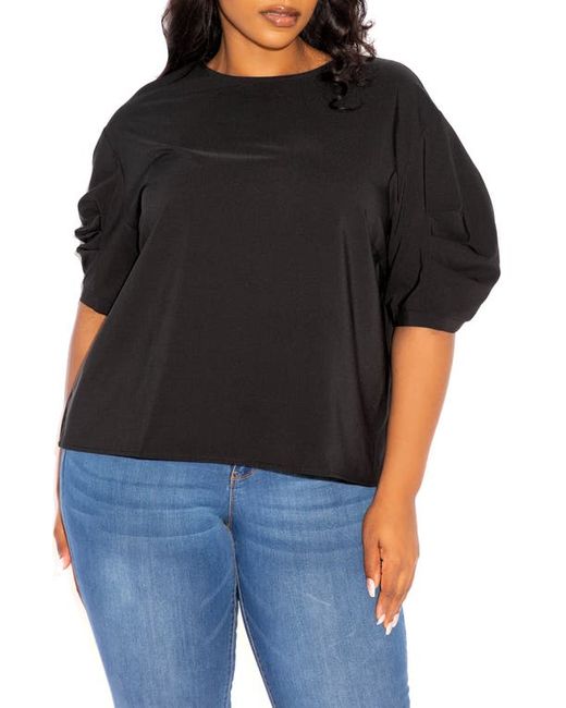 Buxom Couture Ruched Puff Sleeve Blouse in at