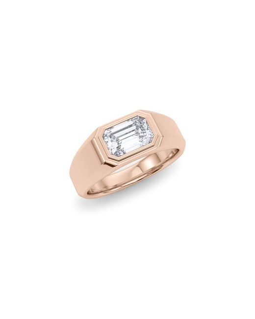 HauteCarat Emerald Cut Lab Created Diamond Signet Ring in at