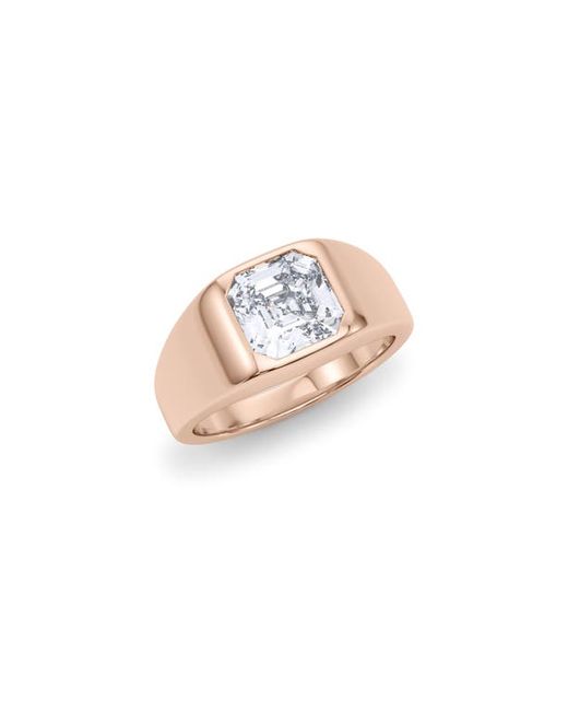 HauteCarat Asscher Cut Lab Created Diamond Signet Ring in at