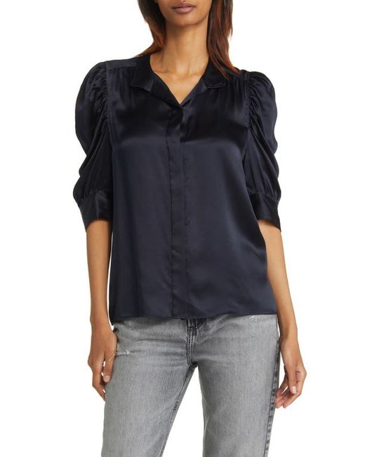 Frame Gillian Three-Quarter Sleeve Silk Button-Up Shirt in at X-Large