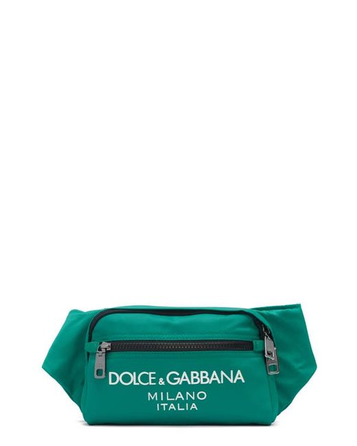 Dolce & Gabbana Rubber Logo Nylon Belt Bag in Emer at