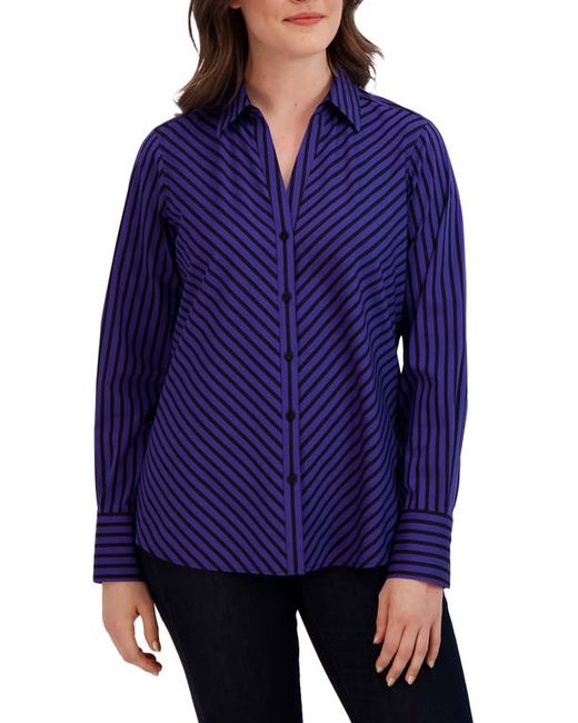 Foxcroft Mary Stripe Stretch Button-Up Shirt in at 2