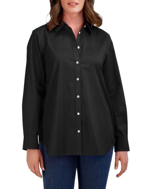 Foxcroft Oversize Cotton Blend Button-Up Shirt in at X-Small
