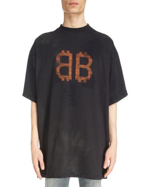 Balenciaga Crypto Logo Oversize Graphic T-Shirt in at 1