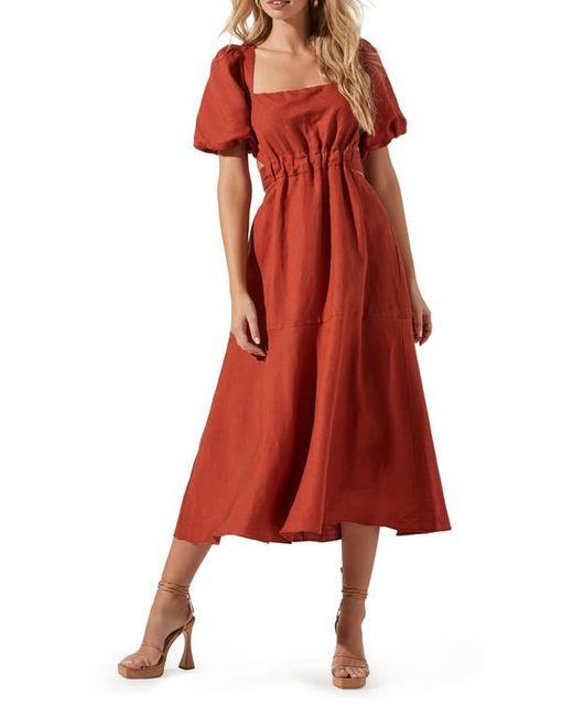 ASTR the Label Angeles Cutout Linen Blend Midi Dress in at