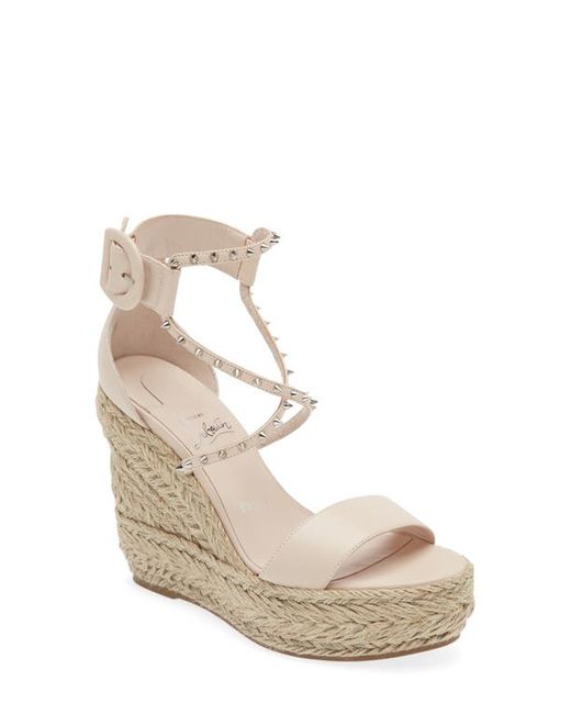 Christian Louboutin Chocazeppa Spikes Espadrille Sandal in Leche/Natural at 5Us