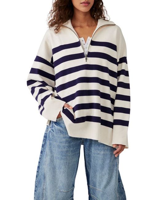 Free People Coastal Stripe Half-Zip Pullover in at X-Small