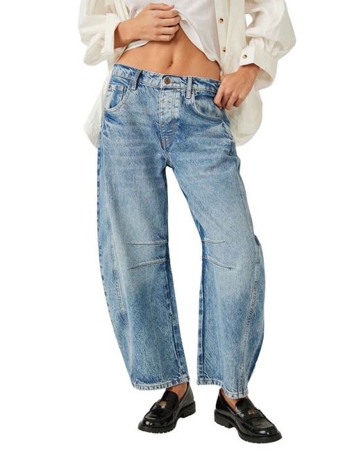 Free People Lucky You Mid Rise Barrel Leg Jeans in at 26