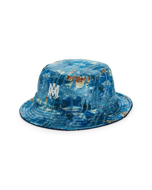 Amiri Reversible Tropical Bandana Print Silk Twill Bucket Hat in at