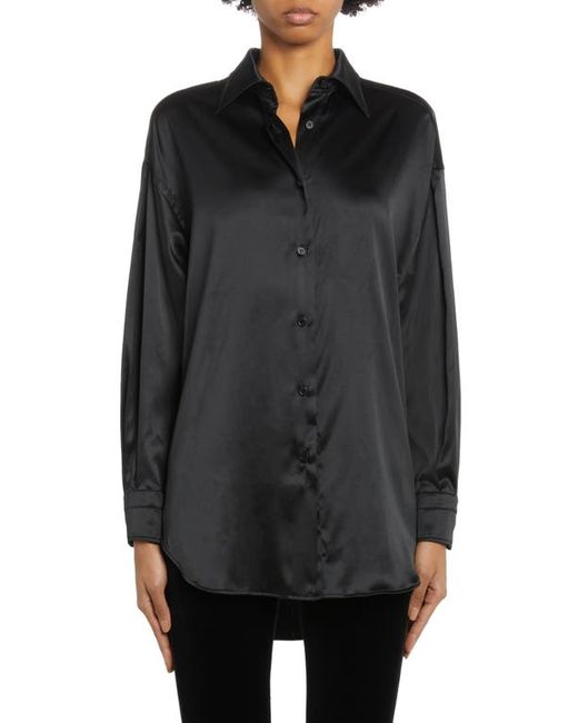Tom Ford Relaxed Fit Stretch Silk Satin Blouse in at 4 Us