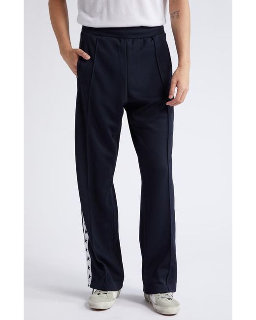 Golden Goose Isaac Star Logo Tape Wide Leg Track Pants in Dark White at Small