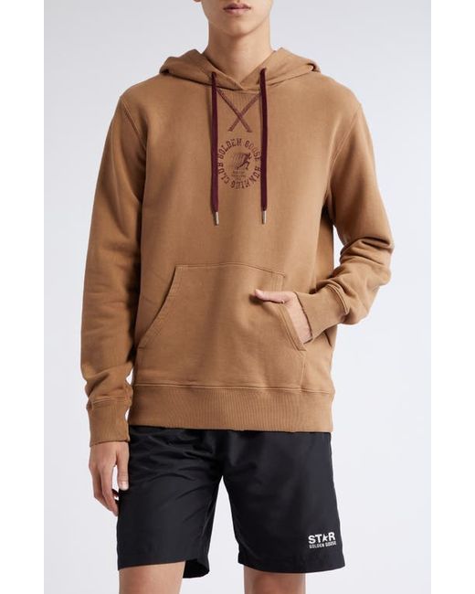 Golden Goose Journey Collection Running Club Graphic Hoodie in Malt Ball/Windsor Wine at Small