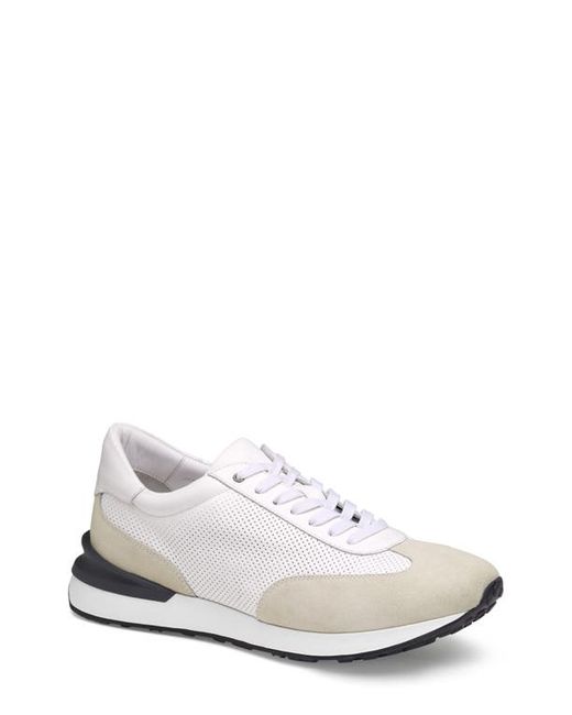 J & M Collection Briggs Sneaker in Ivory Italian Suede/Calfskin at 8.5