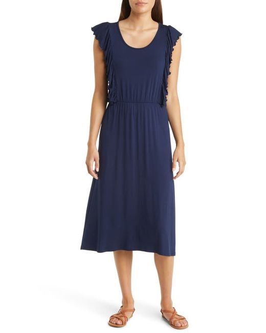 Loveappella Ruffle Cap Sleeve Jersey Dress in at X-Small