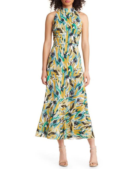 Sam Edelman Abstract Finger Paint Mock Neck Dress in at 0