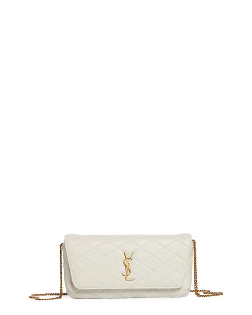 Saint Laurent Gaby Quilted Leather Crossbody Phone Pouch in at
