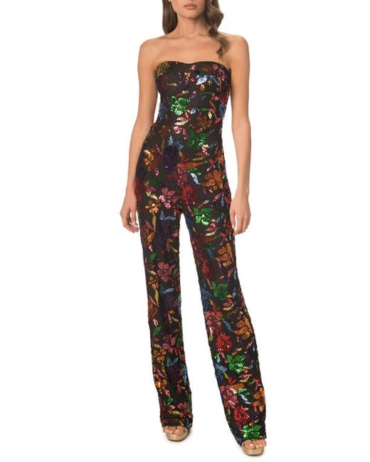 Dress the population Preston Floral Sequin Strapless Jumpsuit in at Xx-Small