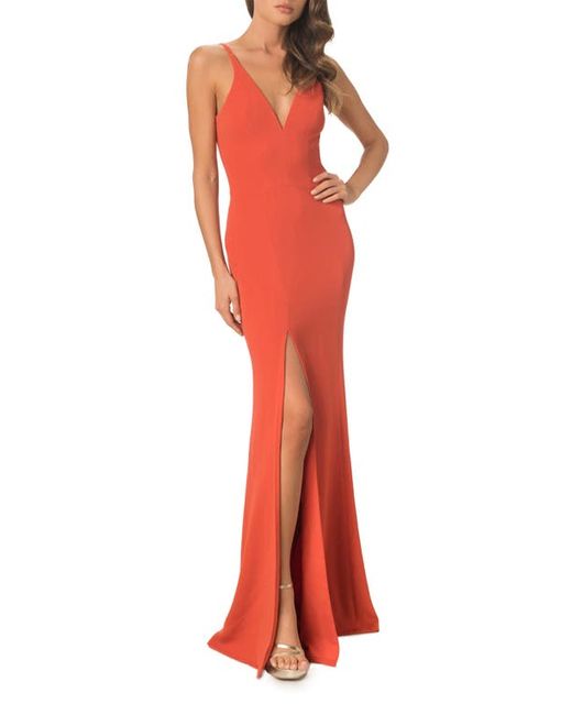 Dress the population Iris Slit Crepe Gown in at Xx-Small