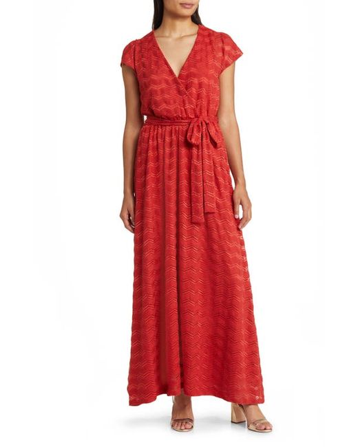 Donna Ricco Wrap Front Tie Waist Maxi Dress in at 10