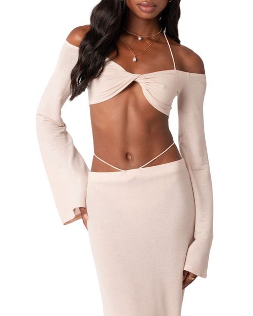 Edikted Celeste Off the Shoulder Crop Top in at X-Small