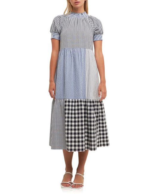 English Factory Patchwork Gingham Midi Dress in at X-Small