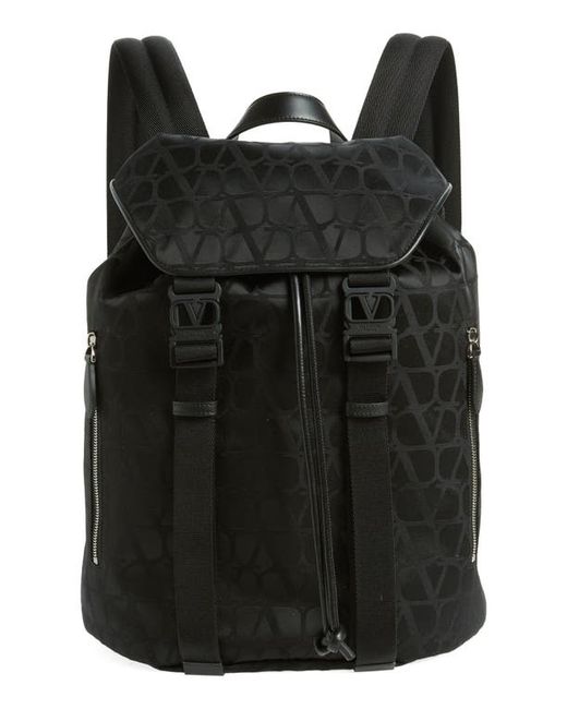 Valentino Toile Monogram Logo Canvas Backpack in at