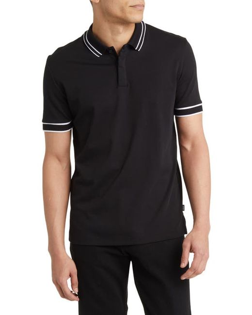 Boss Parlay Tipped Cotton Polo in at Small
