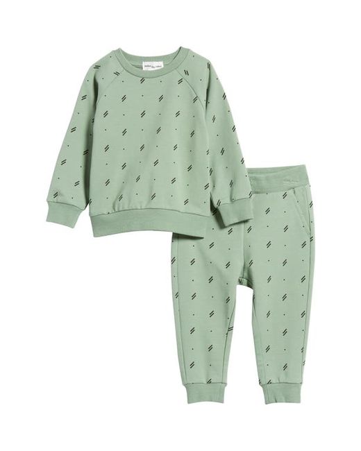 Miles The Label Lines Print Stretch Organic Cotton Sweatshirt Joggers Set in at 6M