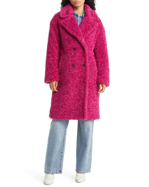 Bcbgmaxazria Double Breasted Faux Fur Teddy Coat in at X-Small