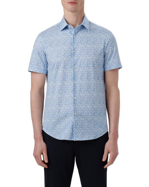 Bugatchi OoohCotton Leaf Print Short Sleeve Button-Up Shirt in at Small