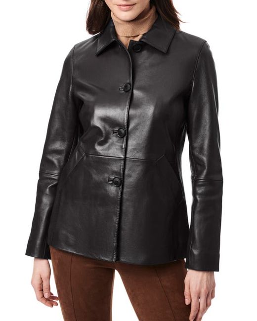Bernardo Button Front Leather Barn Jacket in at X-Small