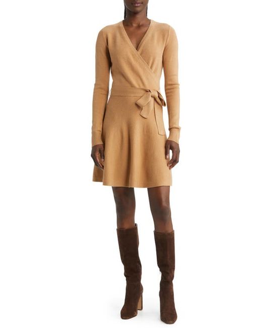 French Connection Long Sleeve Faux Wrap Sweater Dress in at X-Small