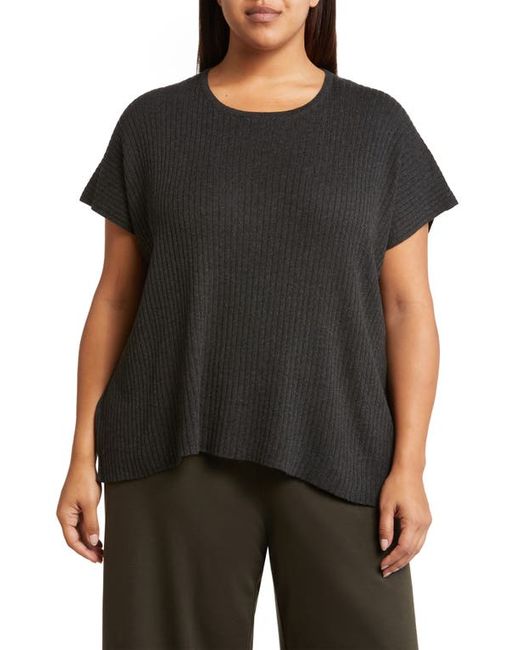 Eileen Fisher Rib Organic Cotton Blend Boxy Top in at 1 X