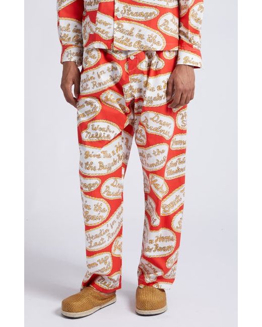 Bode Rodeo Slogans Print Lounge Pants in at Small