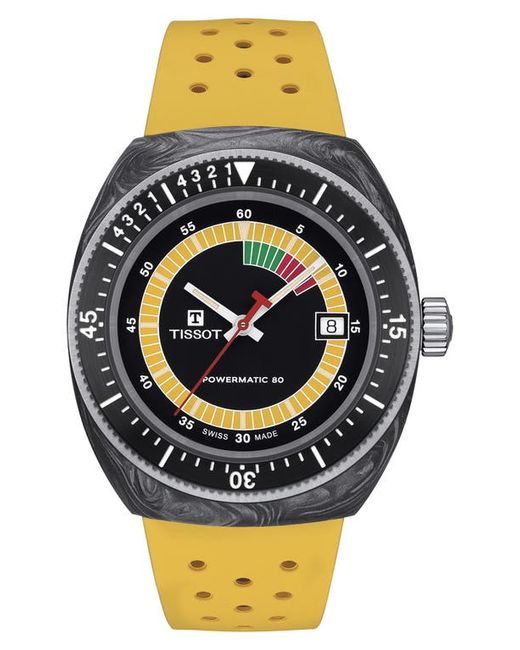 Tissot Sideral S Powermatic 80 Rubber Strap Watch 41mm in Yellow at