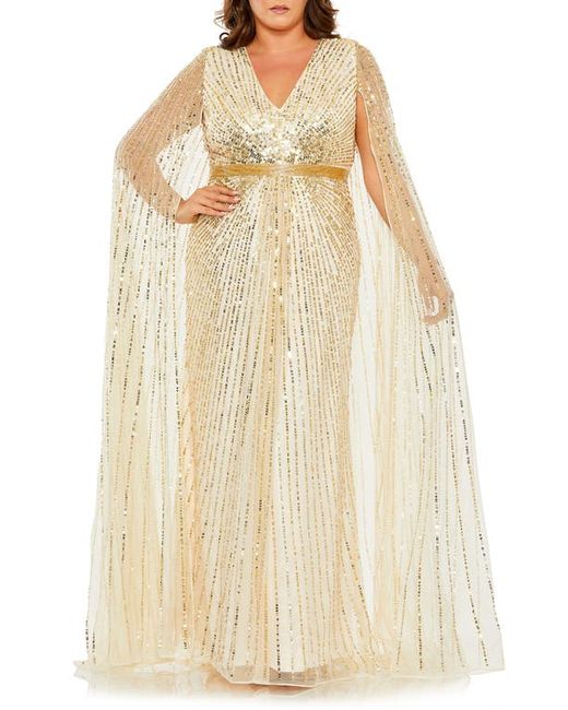 Fabulouss By Mac Duggal Sequin Long Cape Sleeve Gown in at 16W